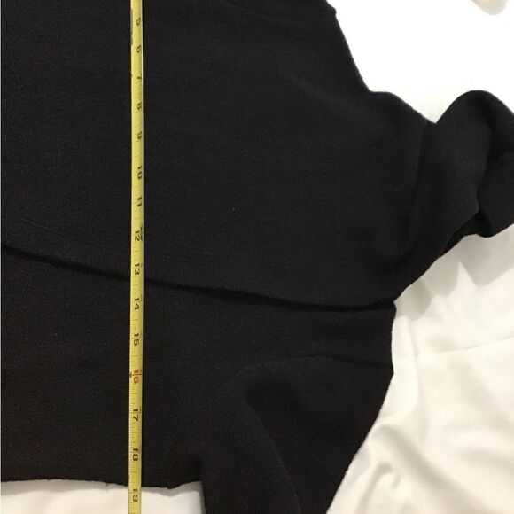 Marcellamoda Black Hooded Belted Wrap Asymmetrical Hem Sweater Size Medium - Picture 11 of 15